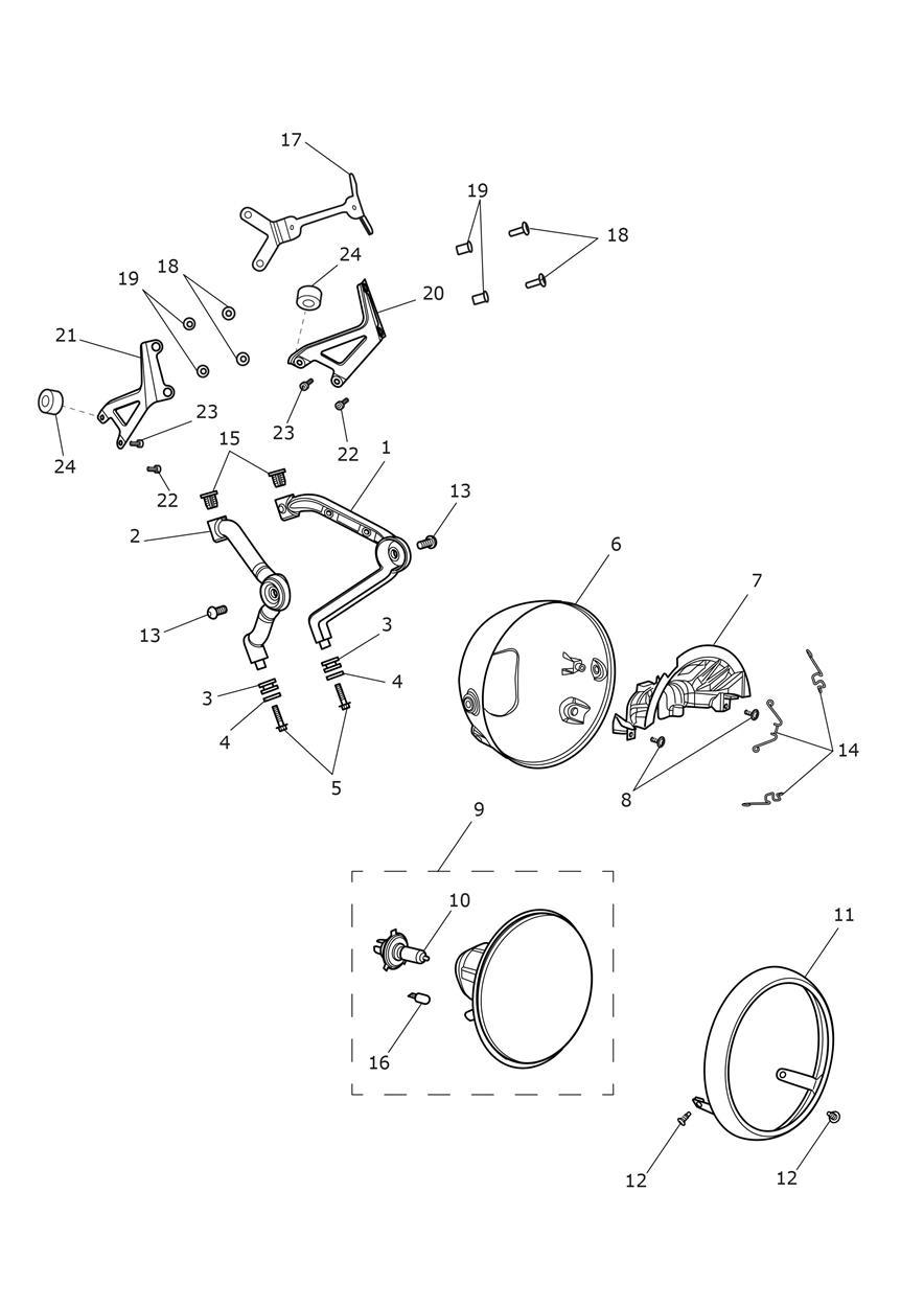 Headlights exploded diagram