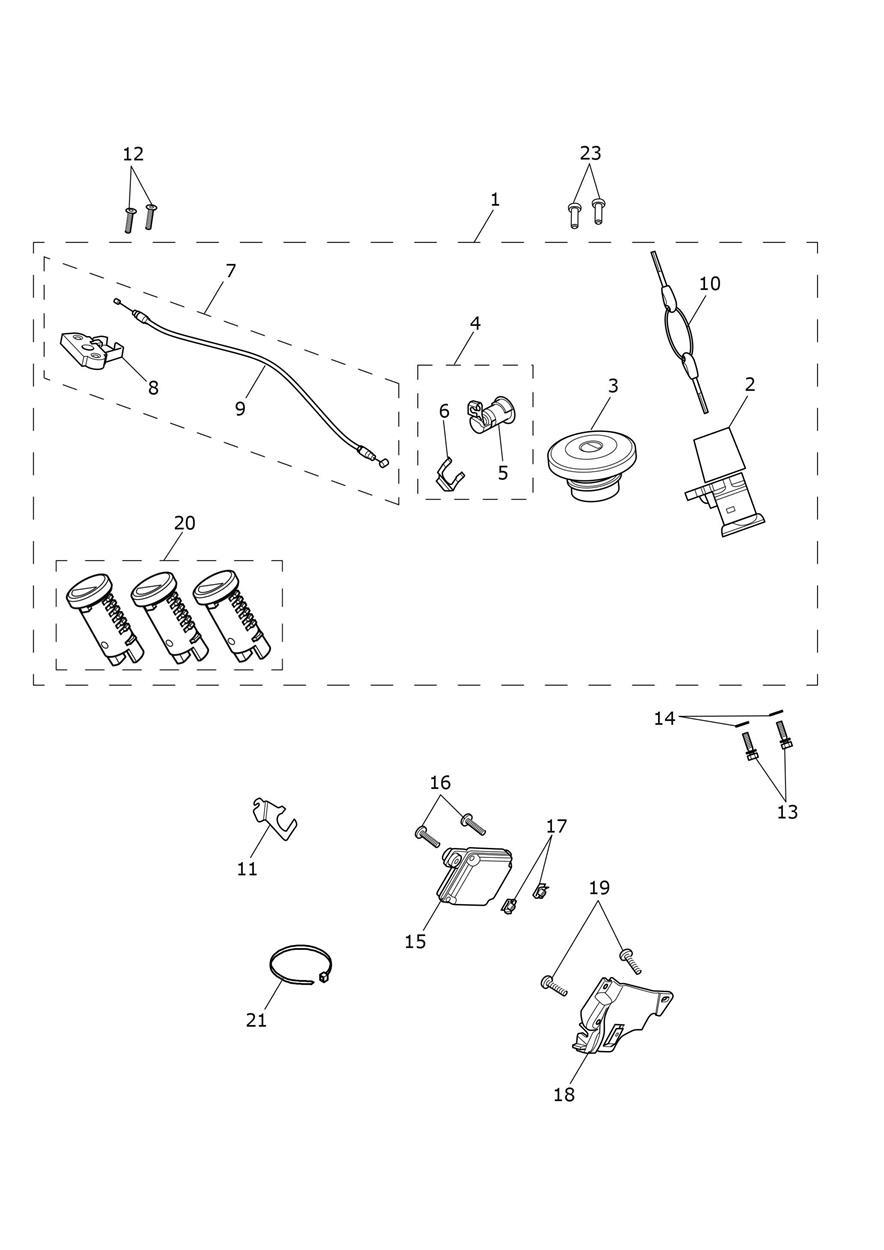 Ignition Switch & Lockset exploded diagram