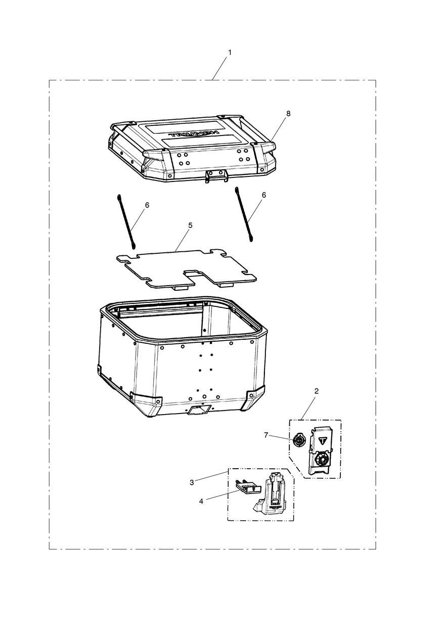 Top Box, Aluminium, Silver exploded diagram