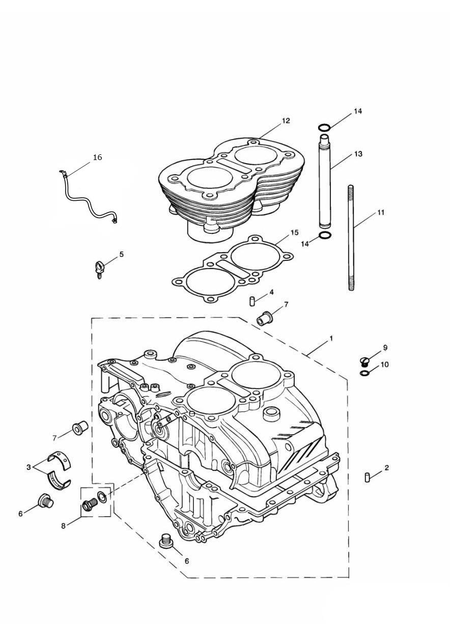 Crankcase & Fittings up to Eng No 221608 (Plus ENG No's 229407 to 230164) exploded diagram