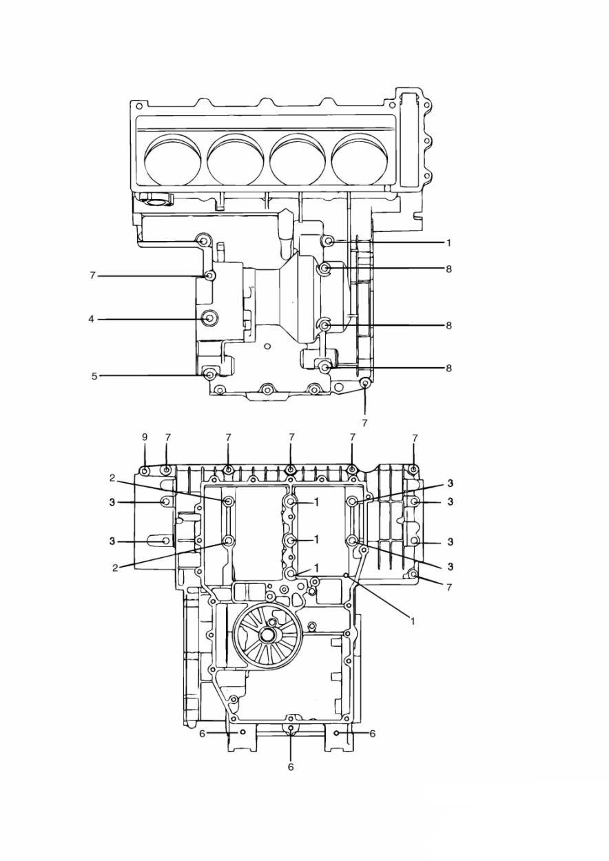 Crankcase Fixings 4 Cylinder exploded diagram