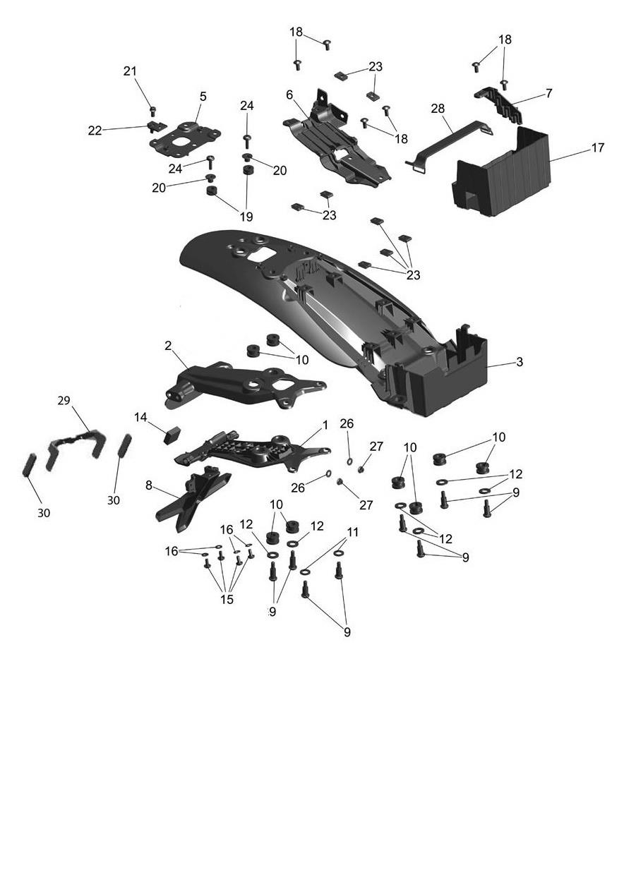 Rear Mudguard exploded diagram