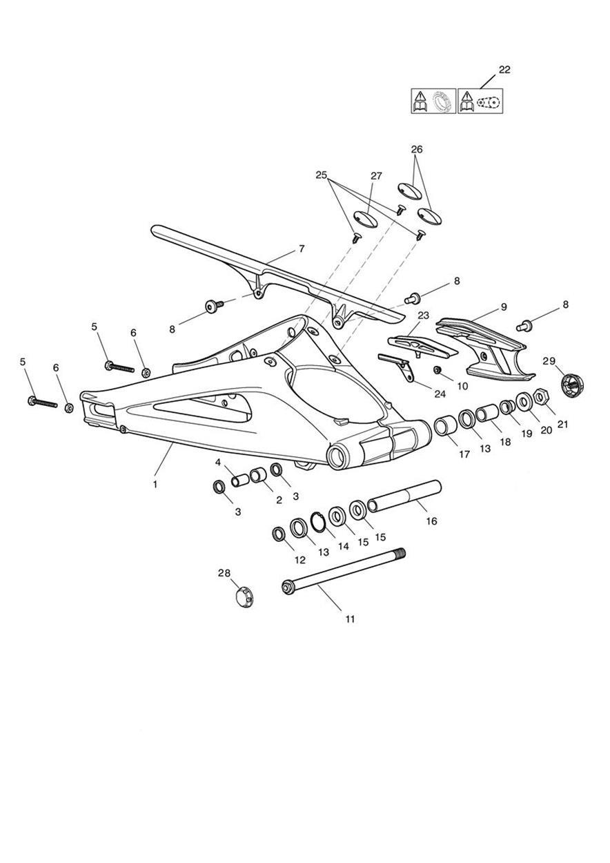 Rear Swingarm exploded diagram