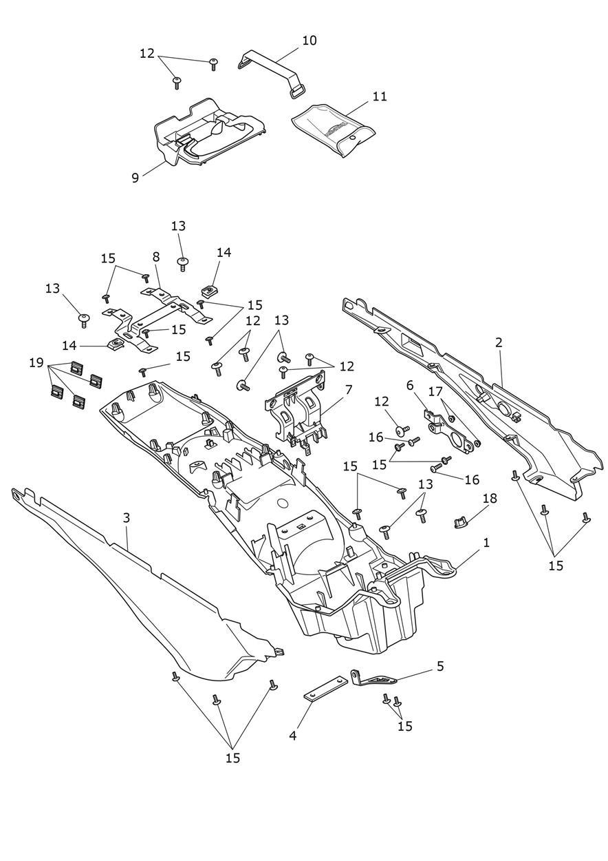 Rear Mudguard exploded diagram