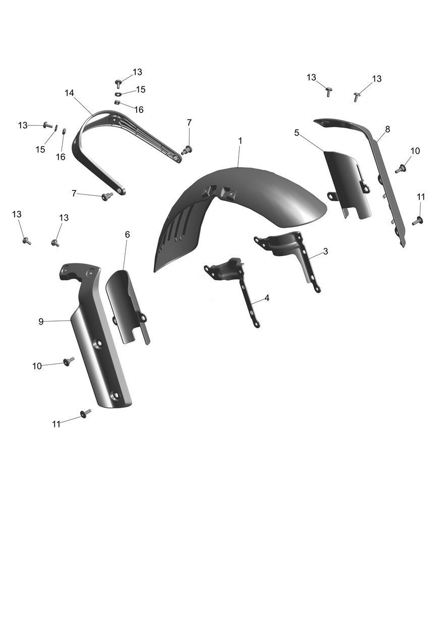 Front Mudguard exploded diagram