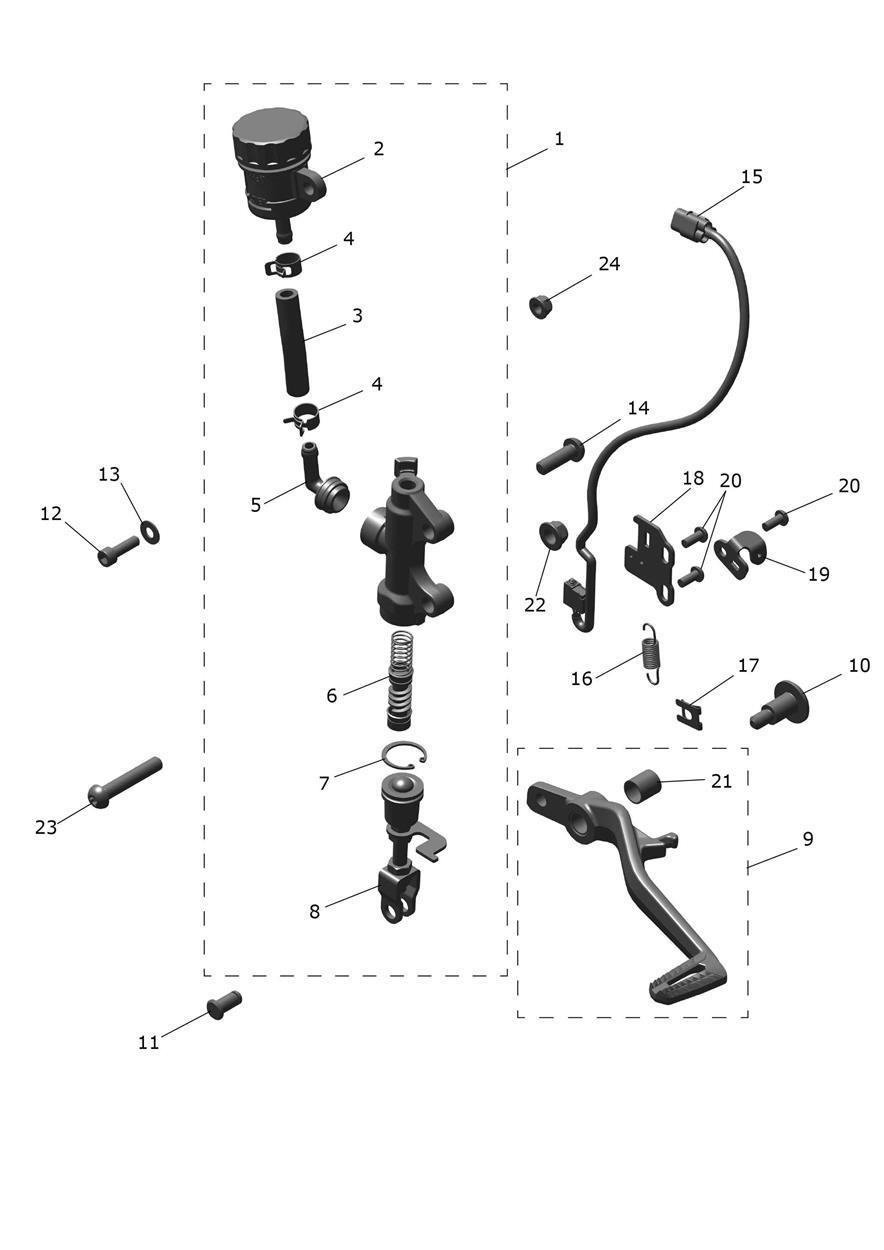 Rear Brake Master Cylinder exploded diagram