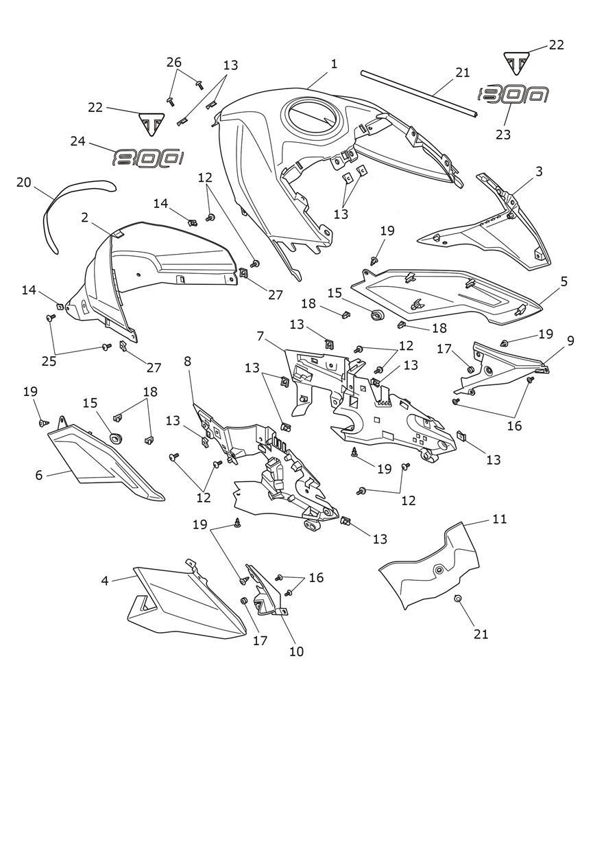 Fuel Tank Bodywork exploded diagram