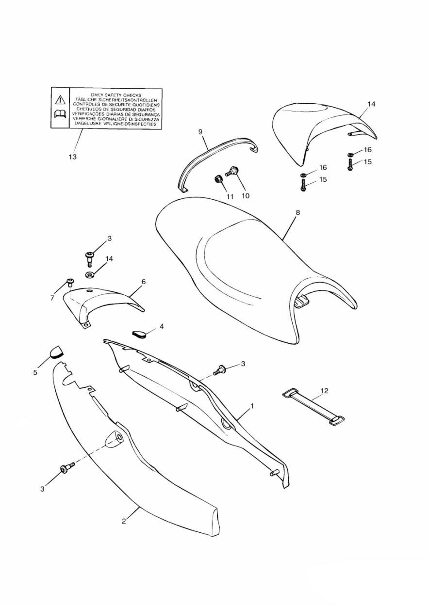 Bodywork - Rear Side Panels and Seat exploded diagram