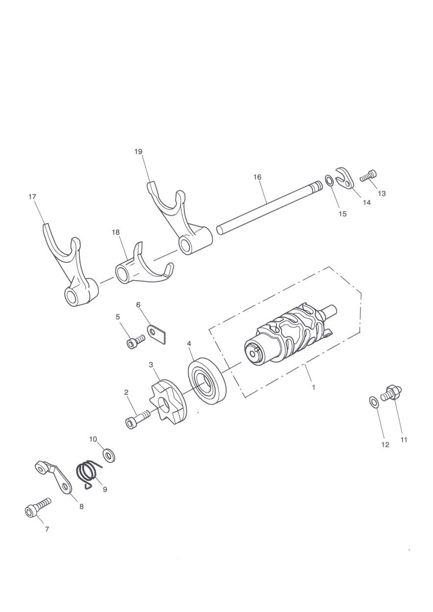 Gear Selector Drum exploded diagram