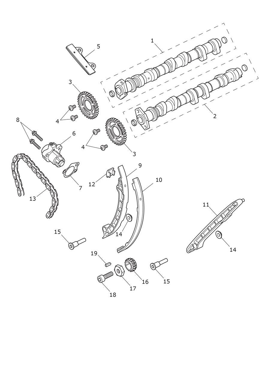 Camshaft & Camdrive exploded diagram