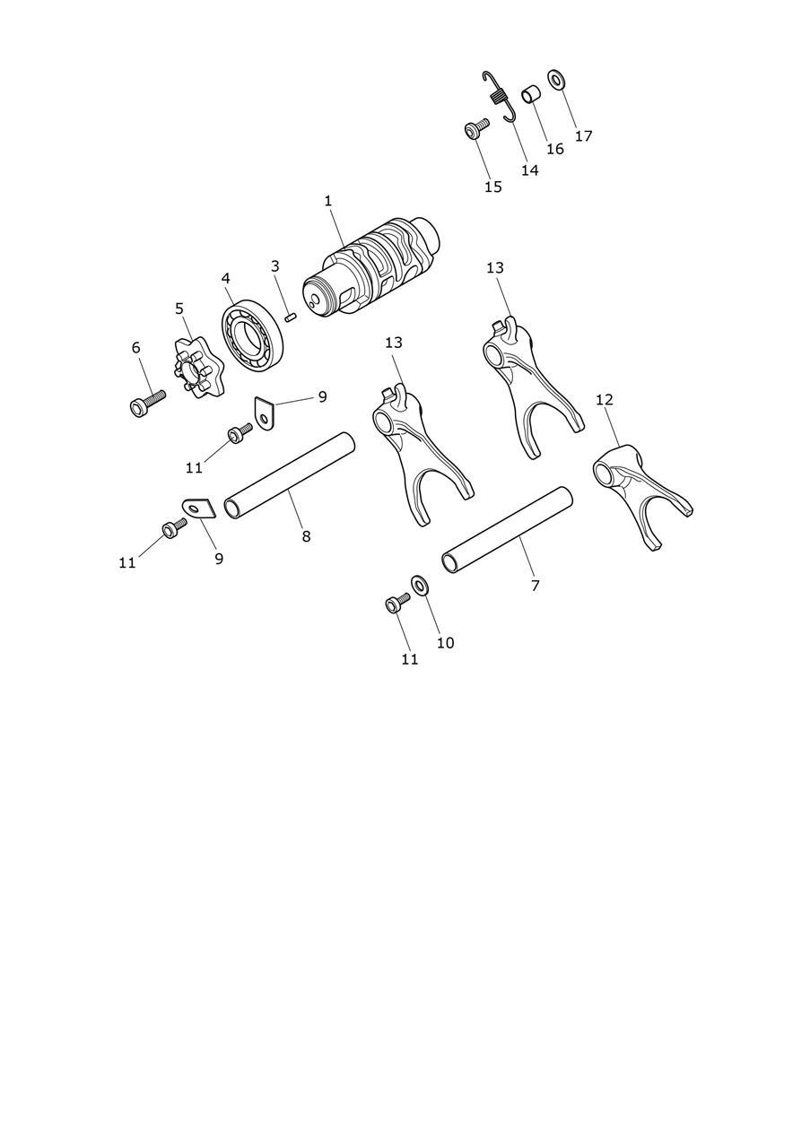Gear Selector Drum exploded diagram