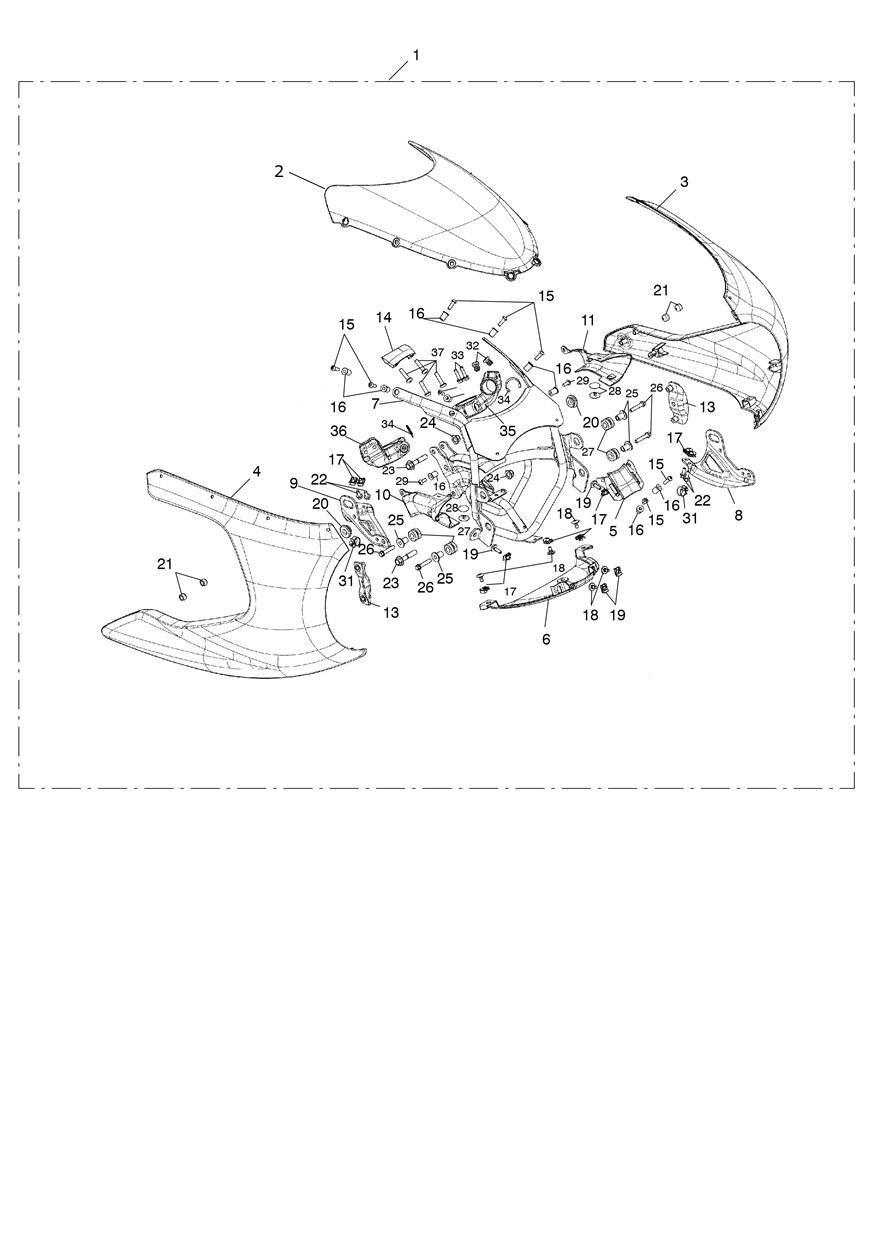 Front Fairing Kit, Painted exploded diagram