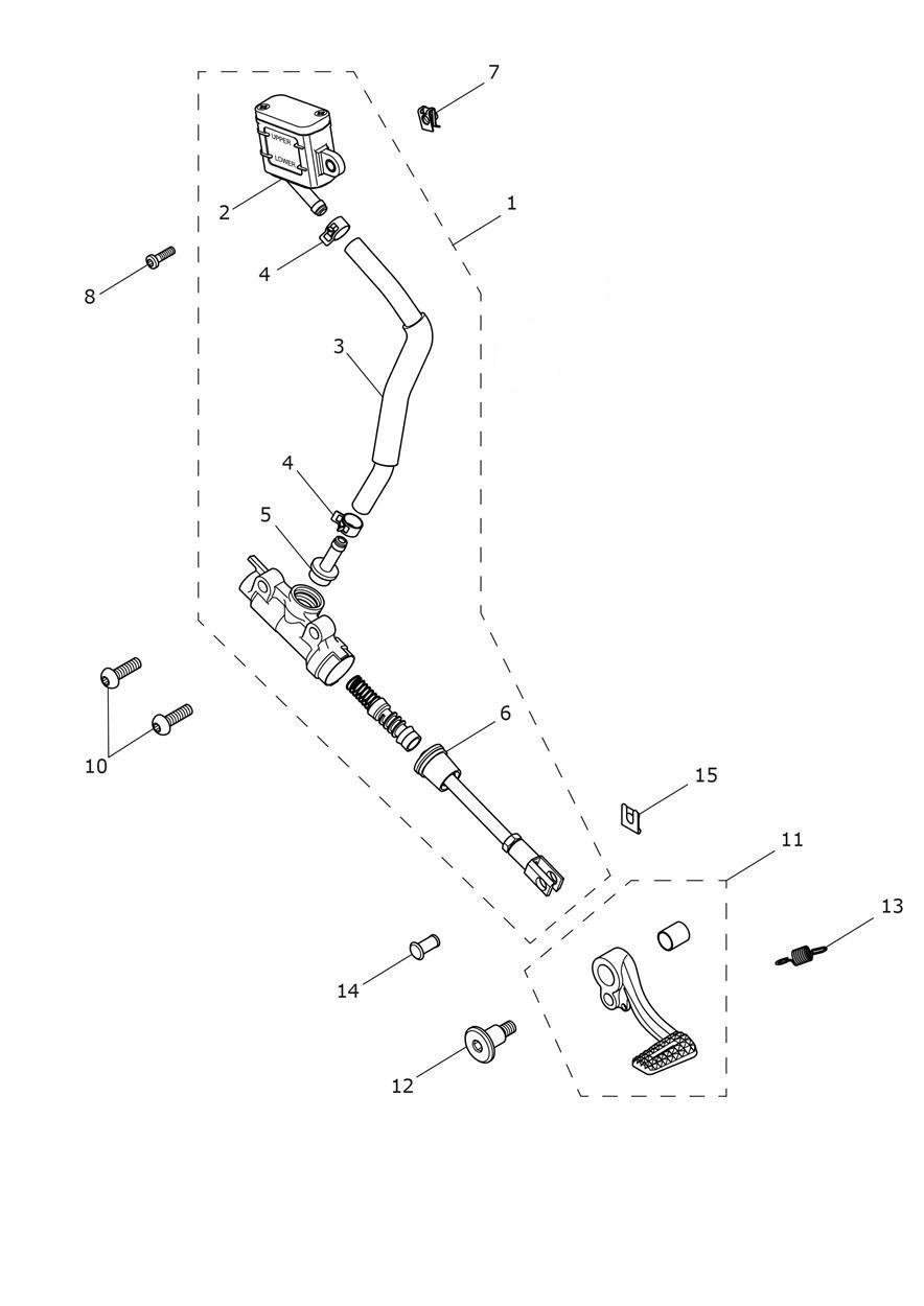 Rear Brake Master Cylinder exploded diagram