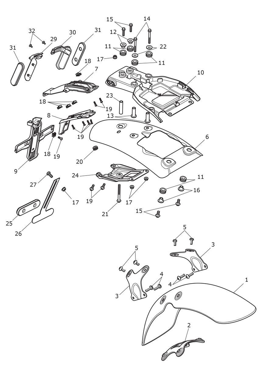 Mudguards exploded diagram