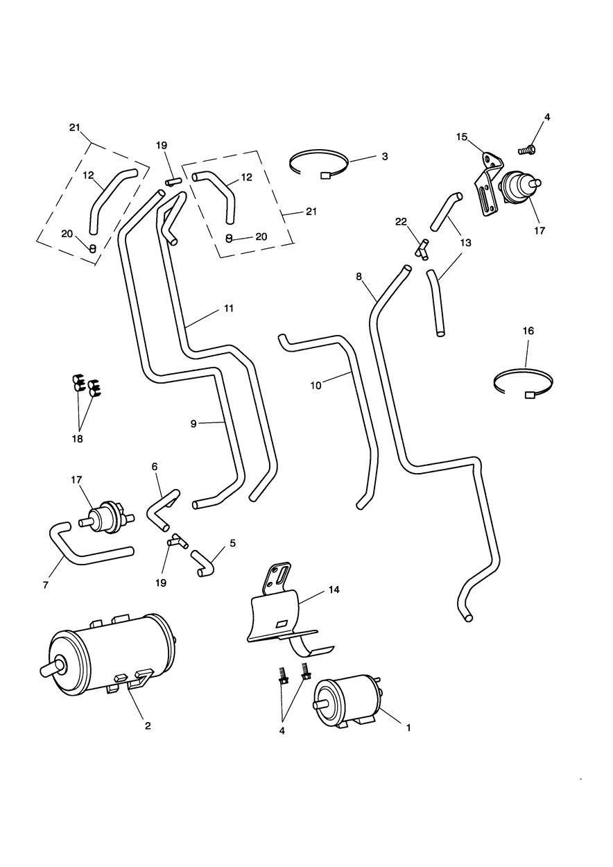 Evaporative Loss Control System-California Only B'ville T100 & B'ville 255909 exploded diagram