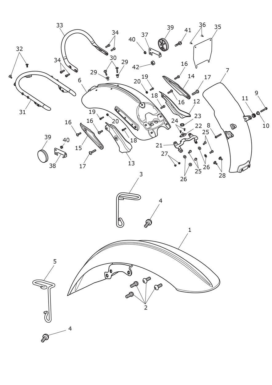 Mudguards exploded diagram