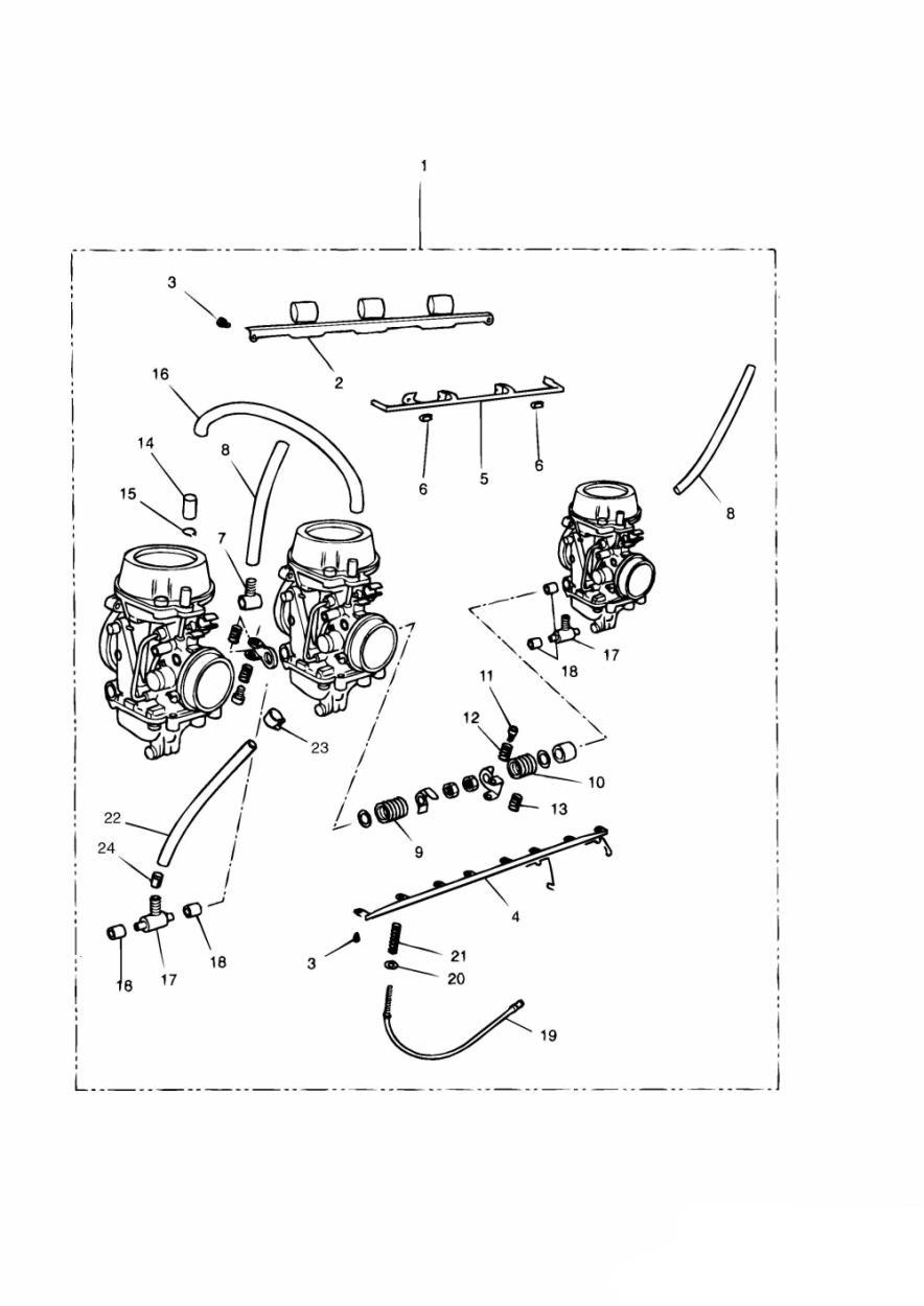 Carburettors 3 Cylinder US CAL exploded diagram