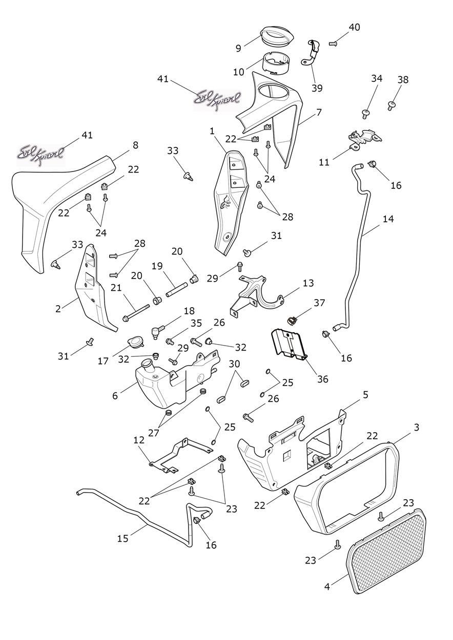 Radiator Cowls & Expansion Tank exploded diagram