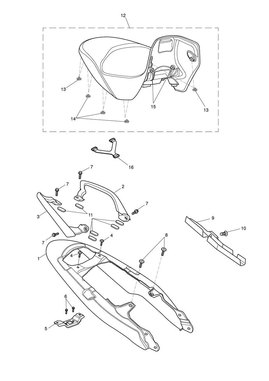 Rear Bodywork & Seat exploded diagram