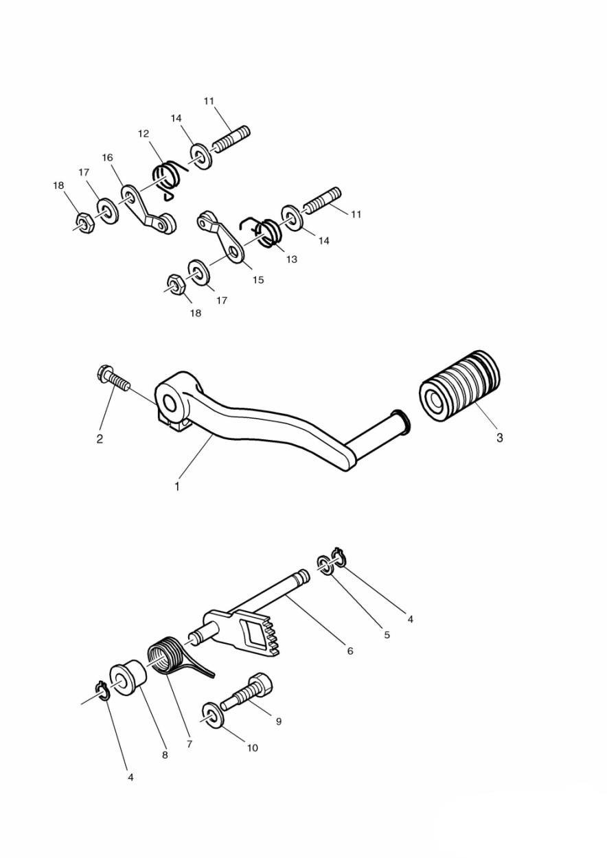 Gear Change Pedal exploded diagram