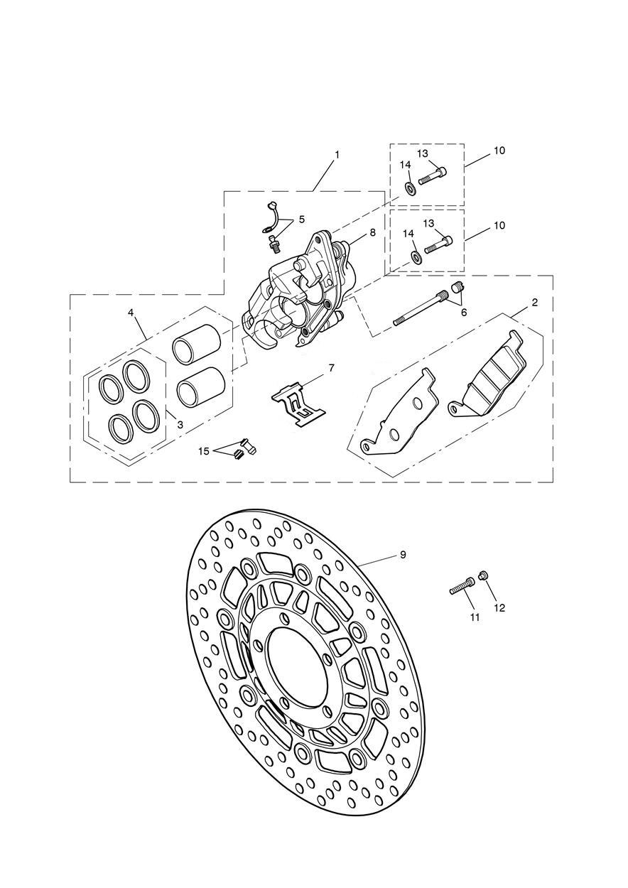 Front Brake Caliper & Discs exploded diagram