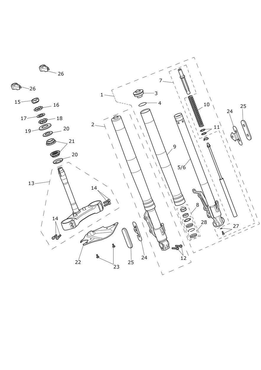 Front Forks & Yokes exploded diagram