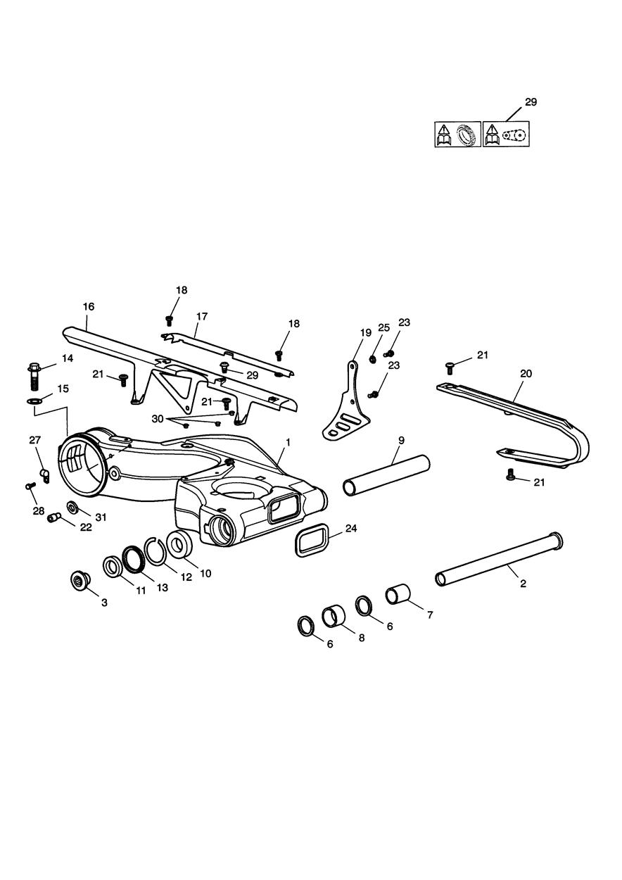 Rear Swingarm exploded diagram