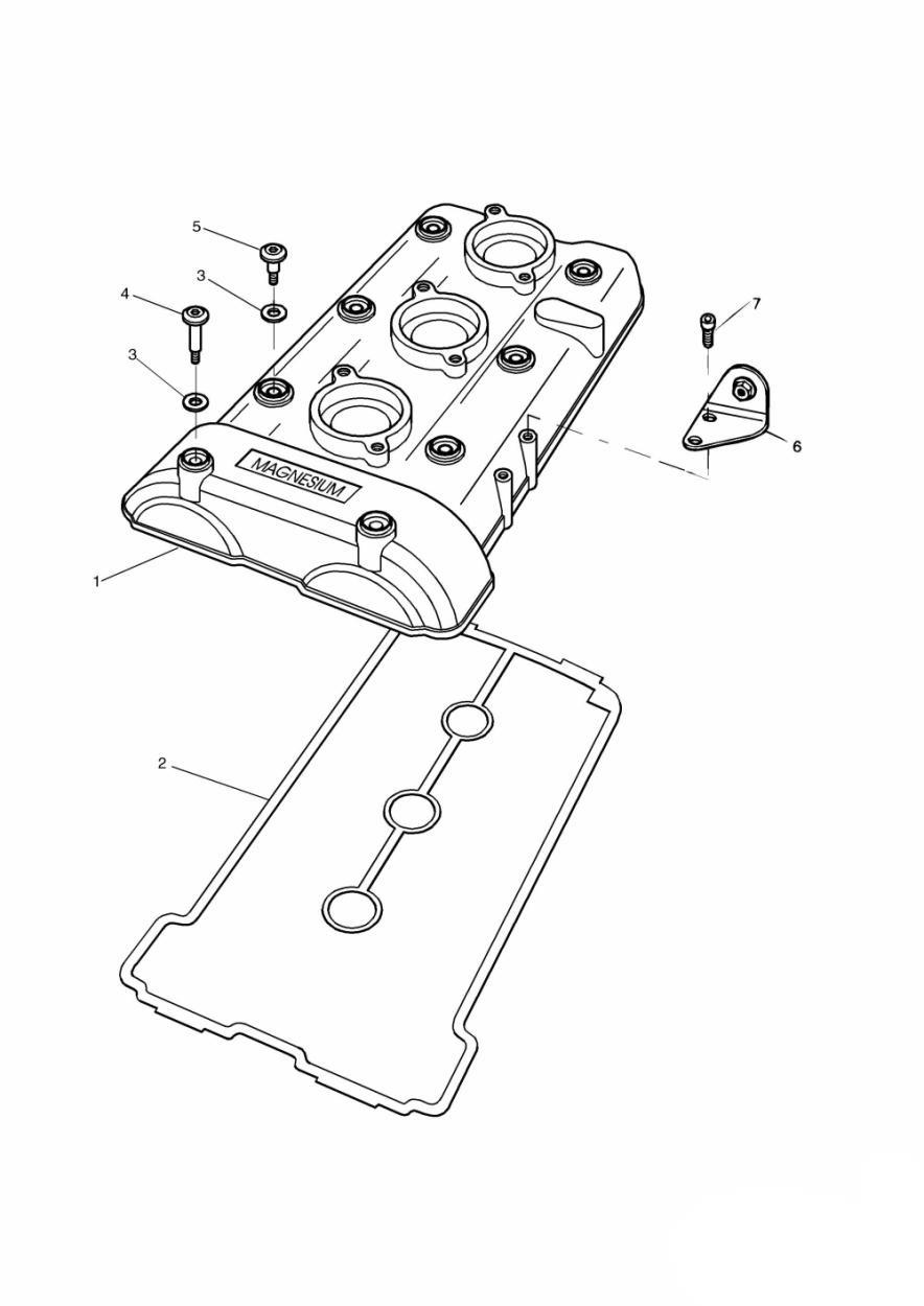 Cam Cover 885cc Engine exploded diagram