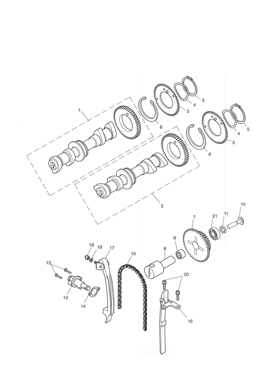 Camshaft and Drive Bonneville T100 exploded diagram