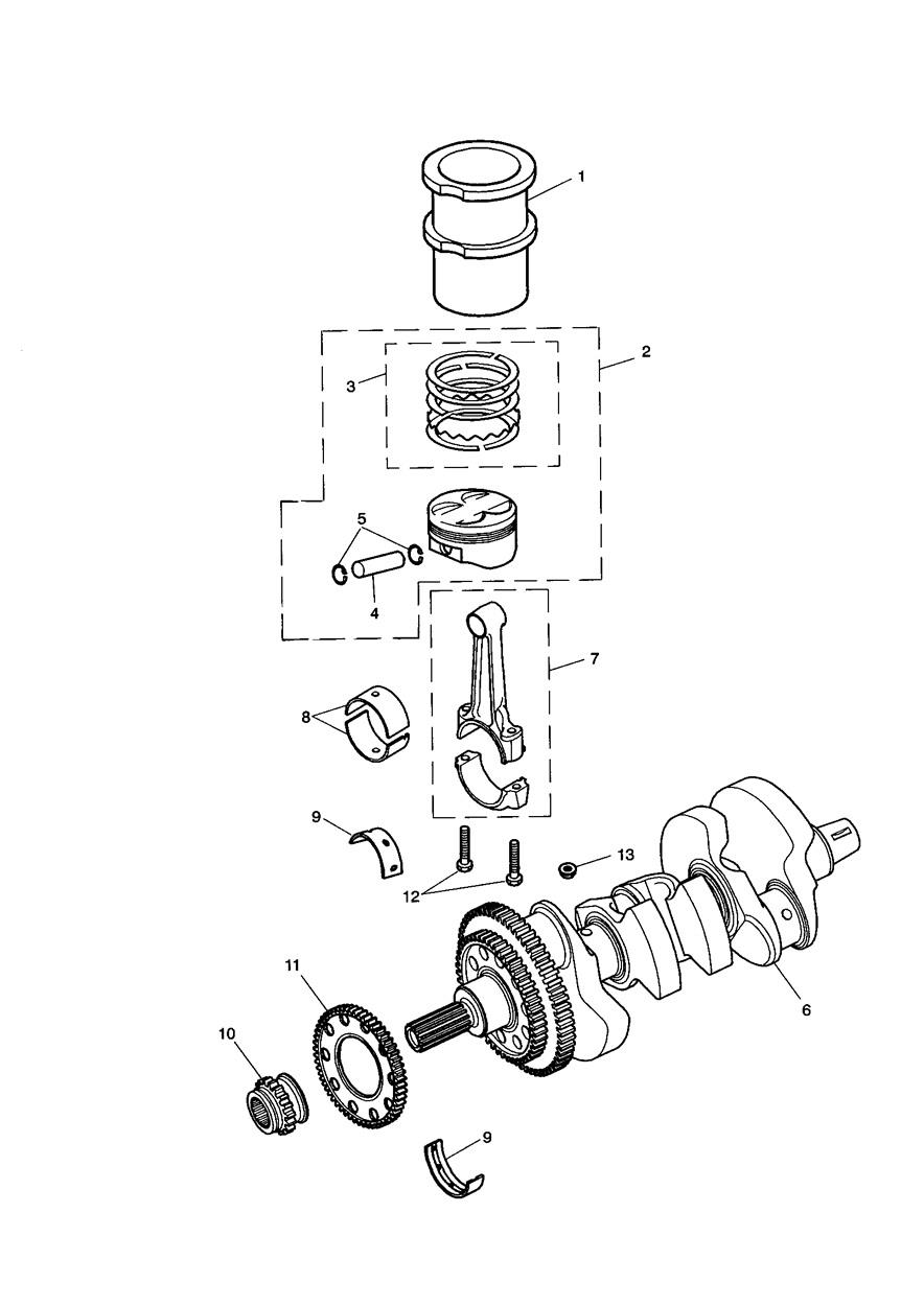 Crankshaft/Conn Rod/Pistons and Liners exploded diagram