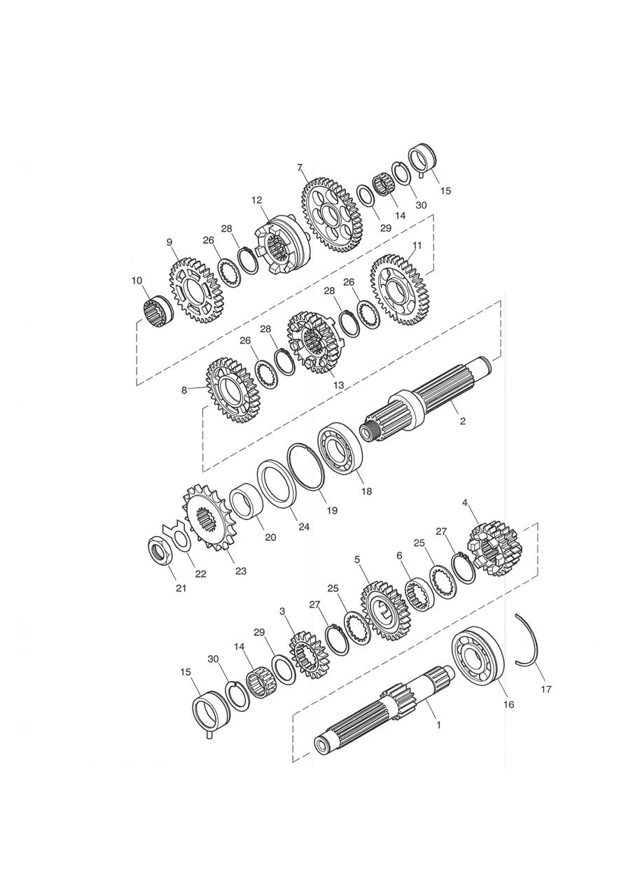 Transmission Bonneville T100 exploded diagram