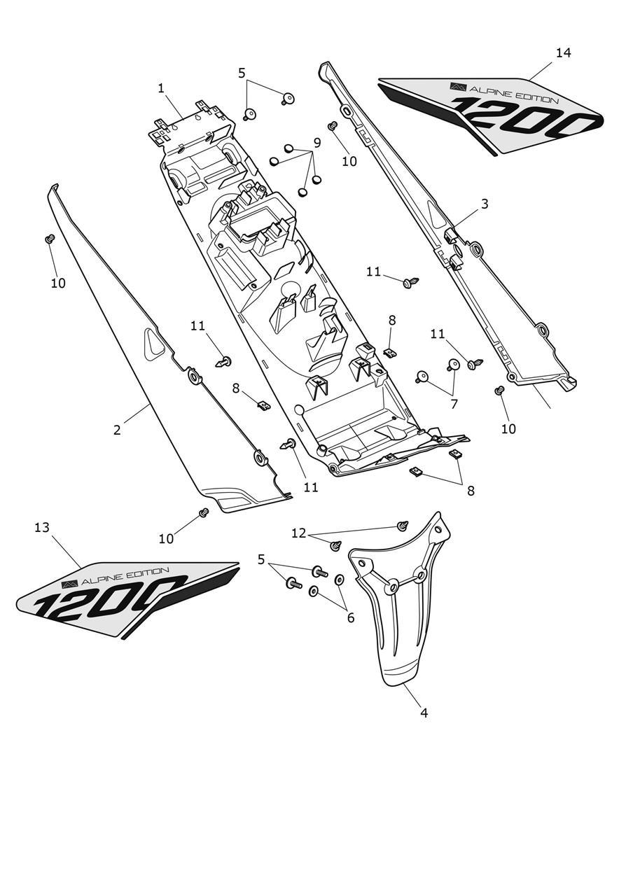 Rear Mudguard exploded diagram