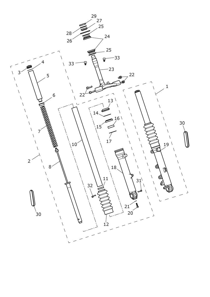Front Forks & Lower Yoke exploded diagram