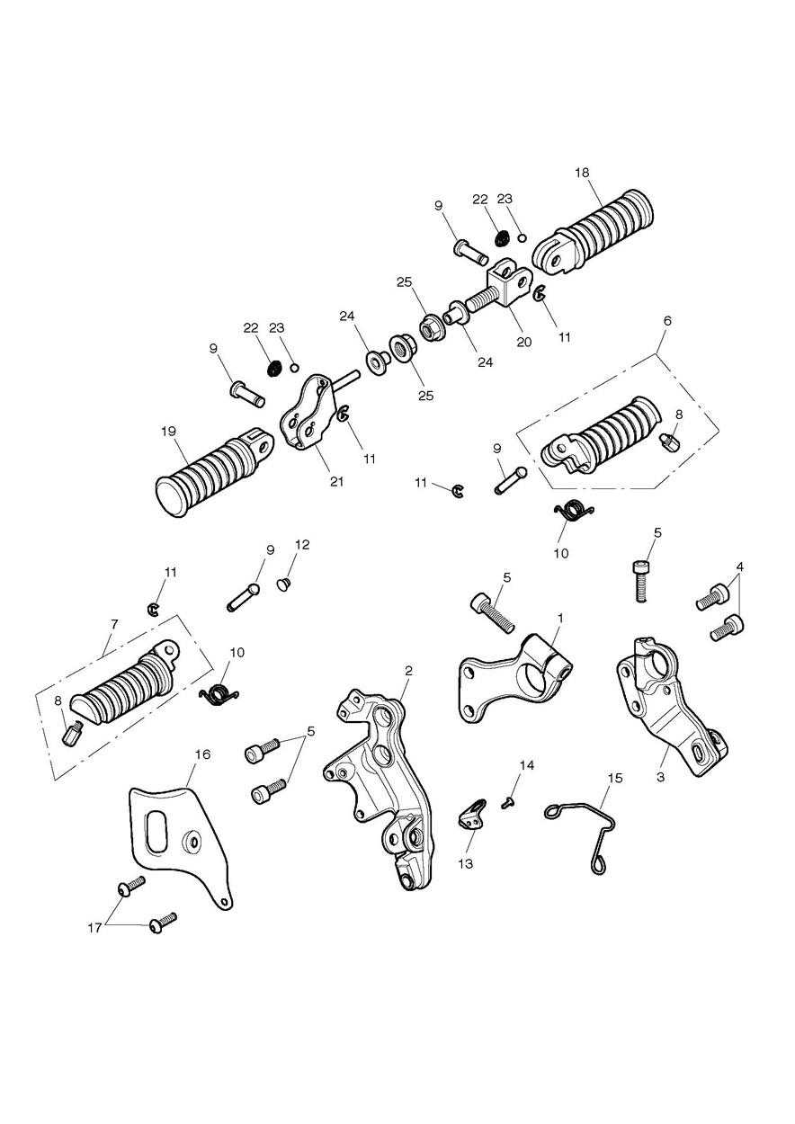 Footrests & Mountings exploded diagram