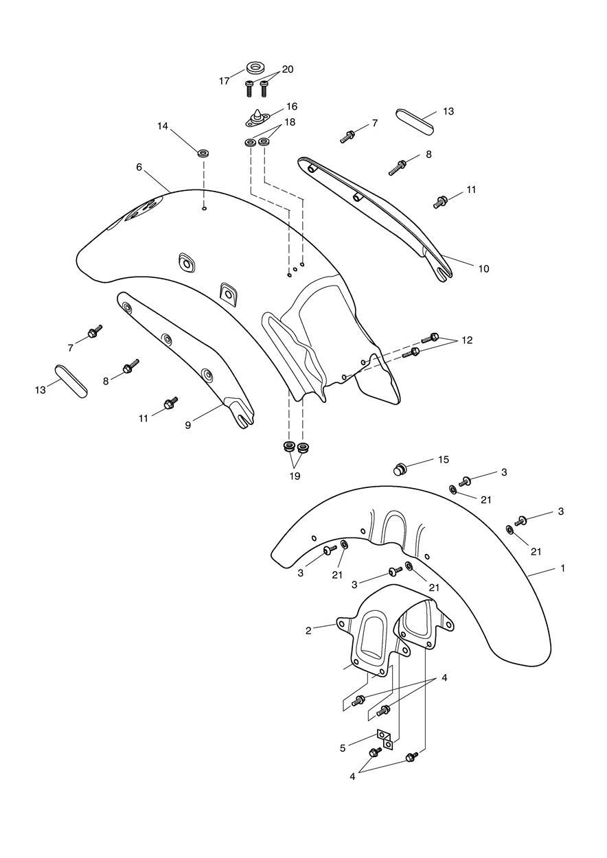 Mudguards exploded diagram