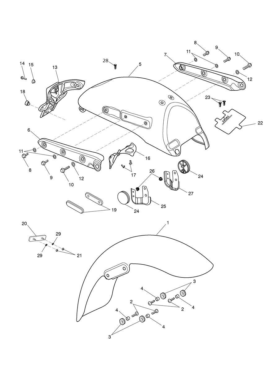 Mudguards exploded diagram
