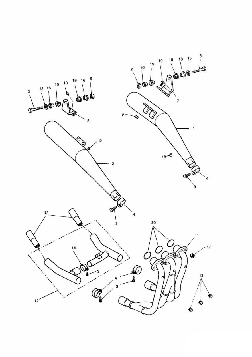 Exhaust System 3 Cylinder exploded diagram
