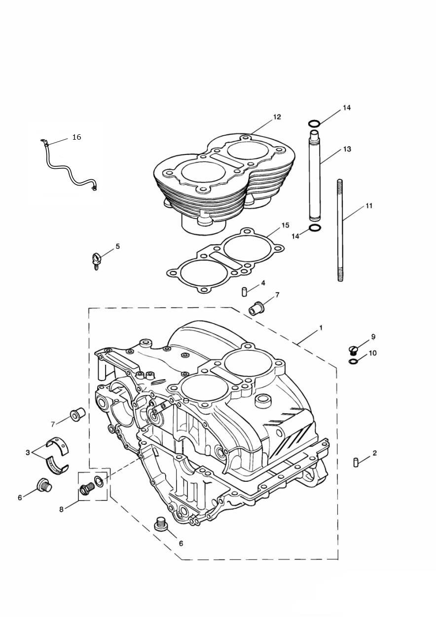 Crankcase & Fittings up to Eng No 221606 exploded diagram