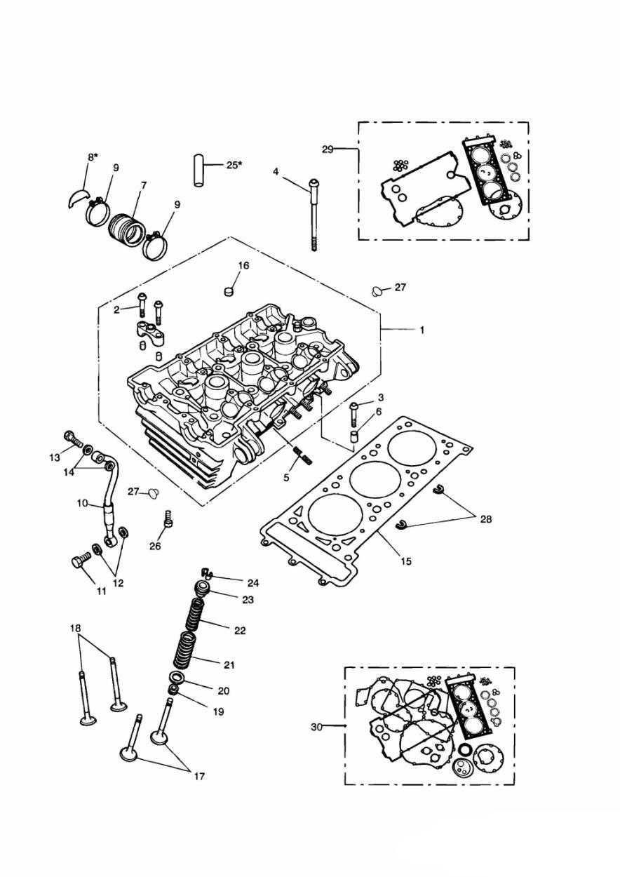 Cylinder Head and Valves exploded diagram