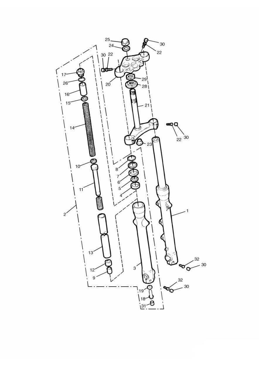 Front Forks and Yokes exploded diagram