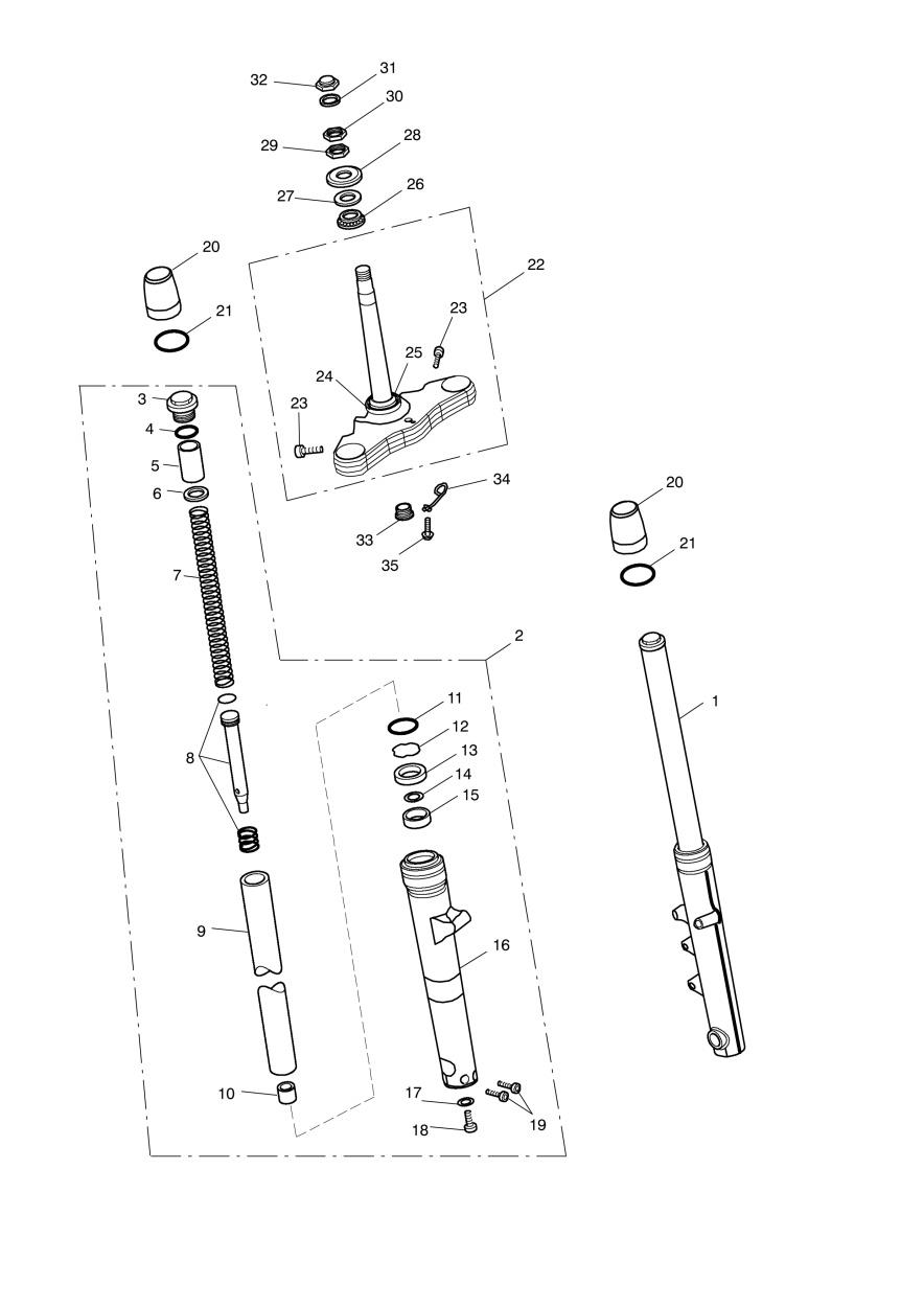 Front Forks & Lower Yoke exploded diagram