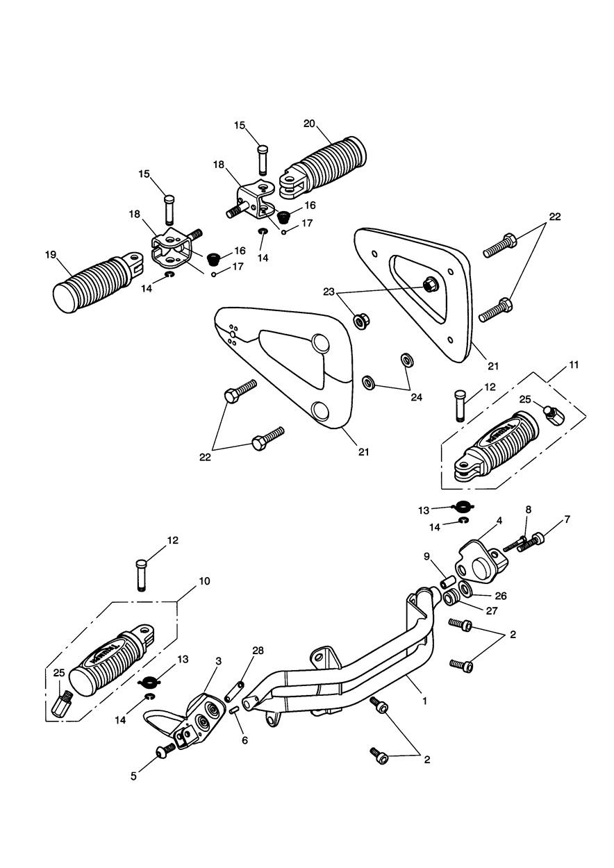 Footrests & Mountings exploded diagram