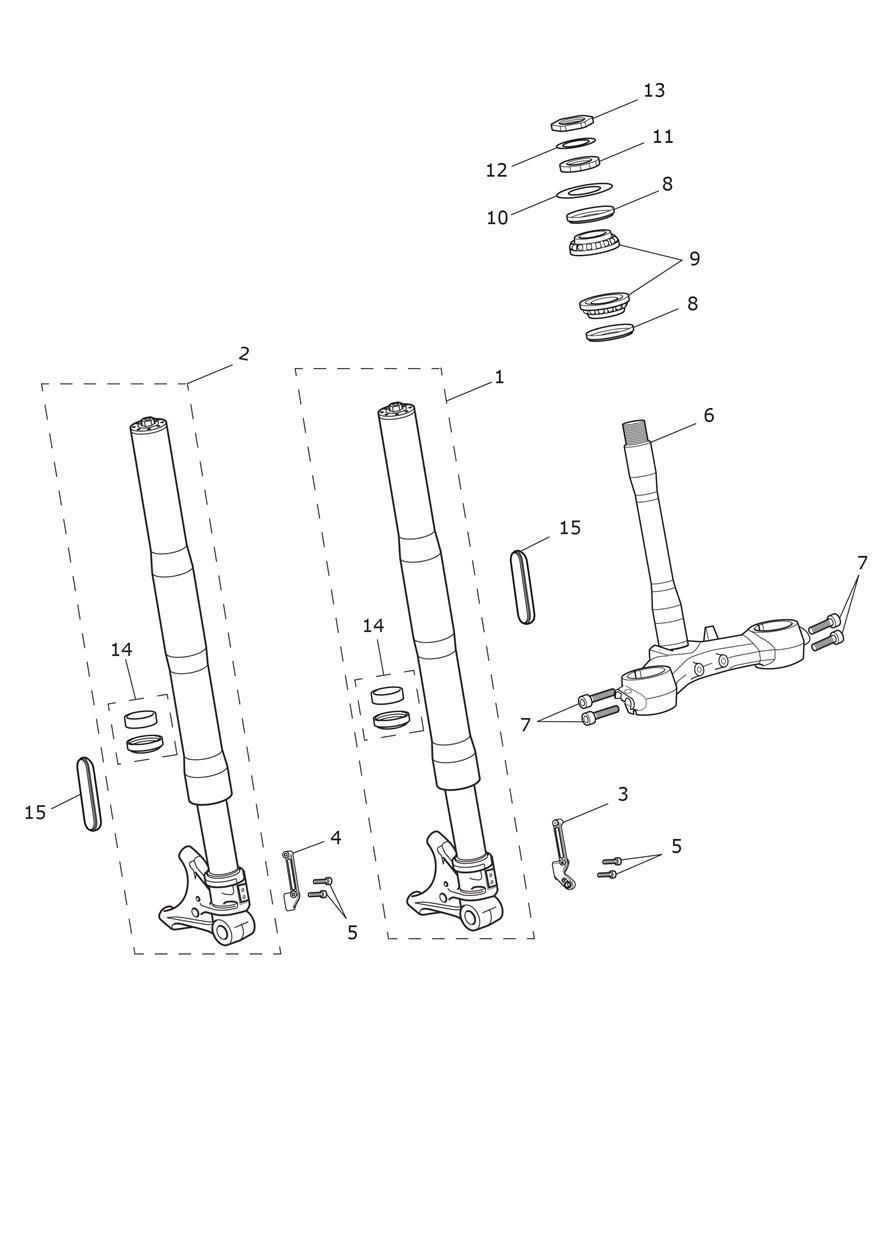Front Forks & Lower Yoke exploded diagram