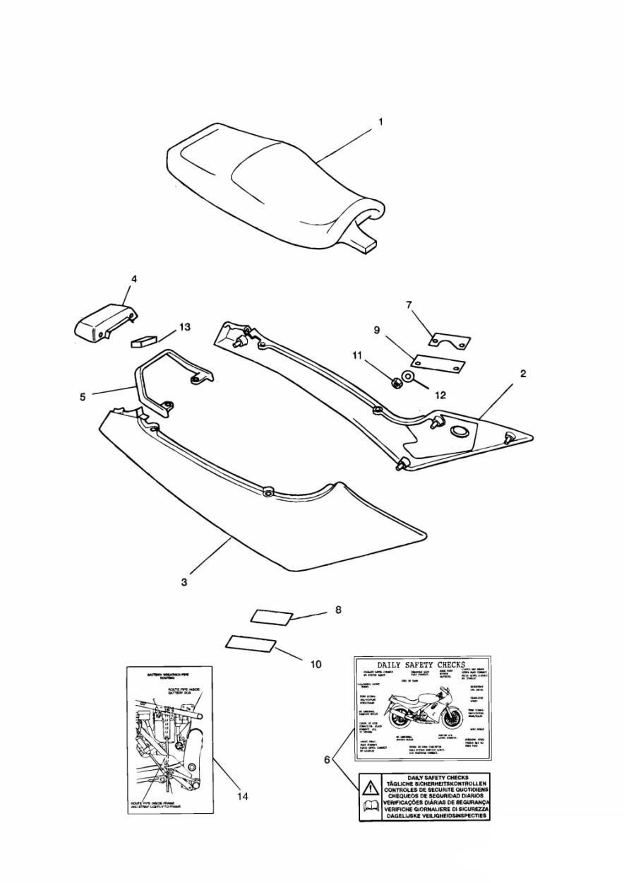 Bodywork - Rear Side Panels & Seat exploded diagram