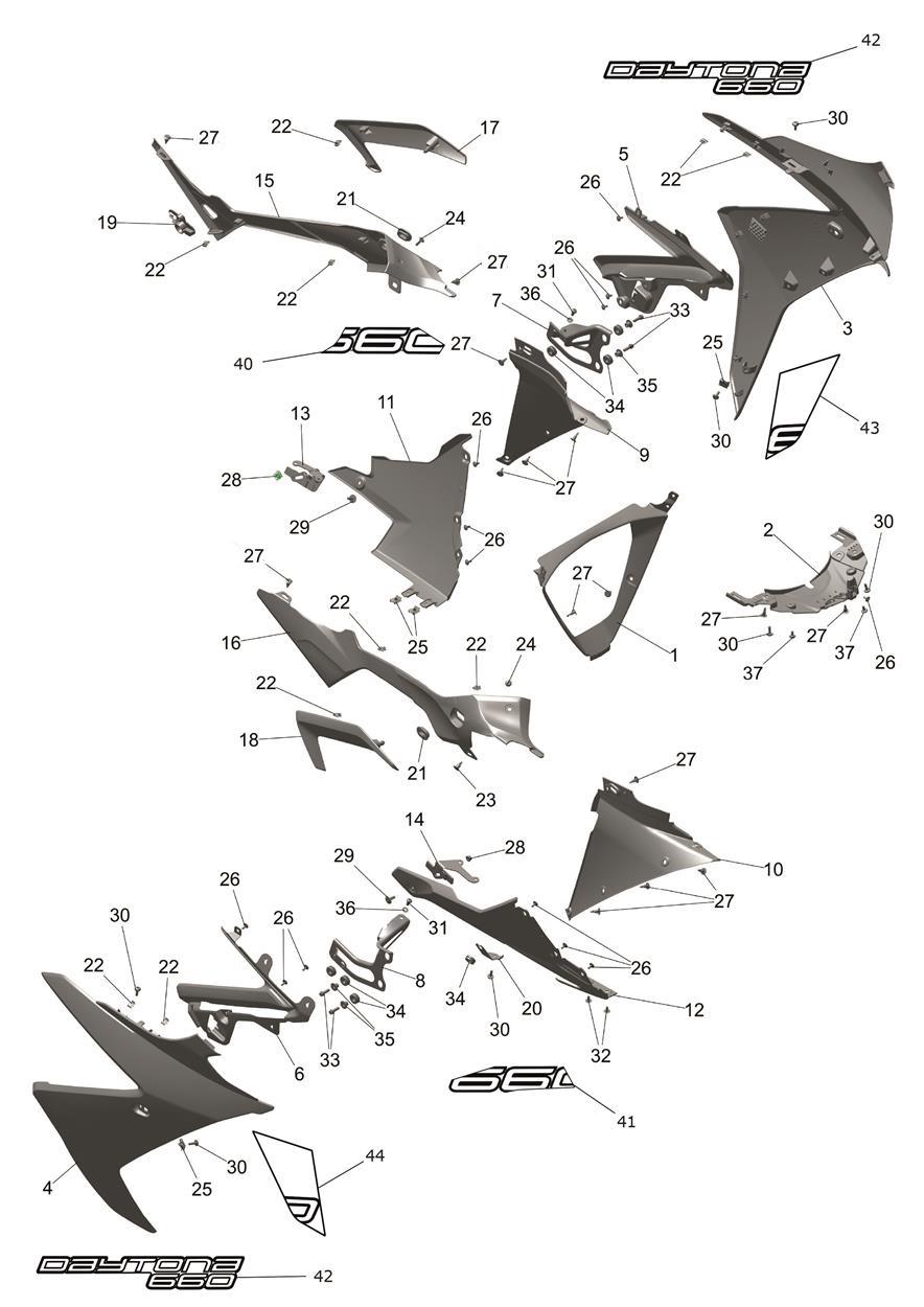Side Fairings exploded diagram