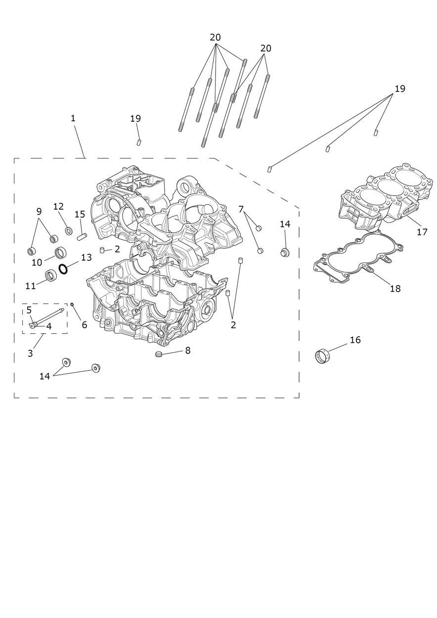 Crankcase & Fittings exploded diagram