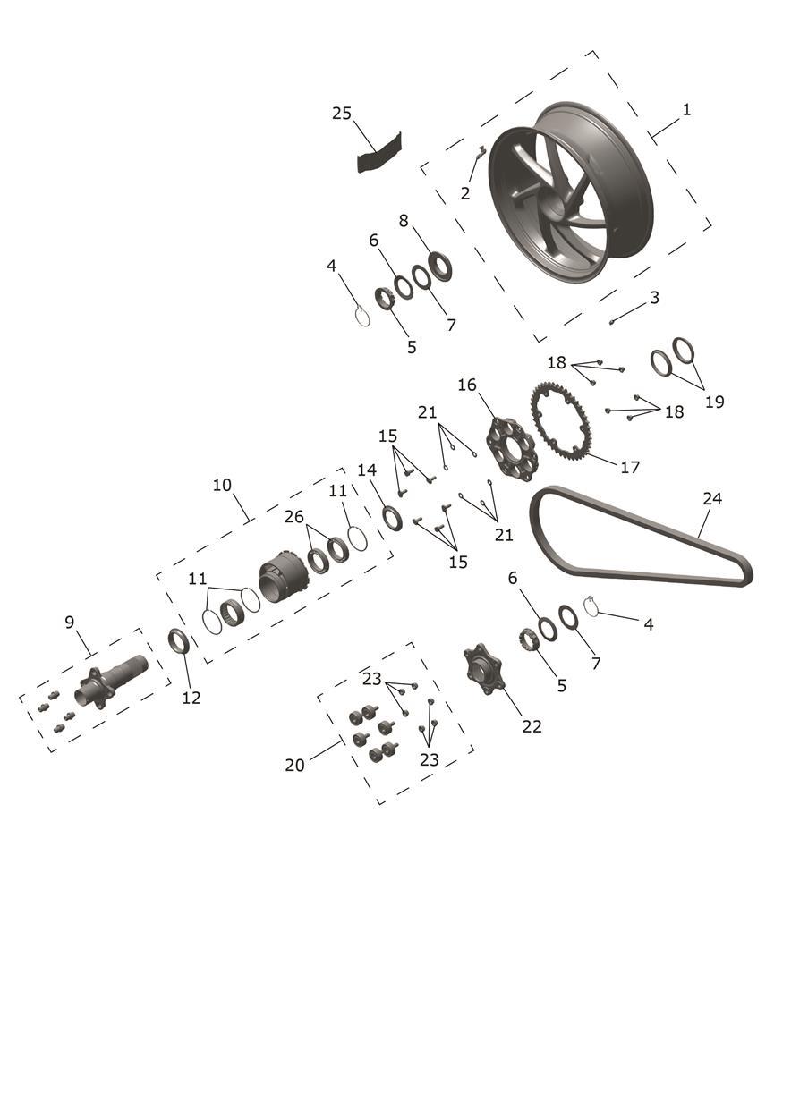 Rear Wheel & Final Drive exploded diagram