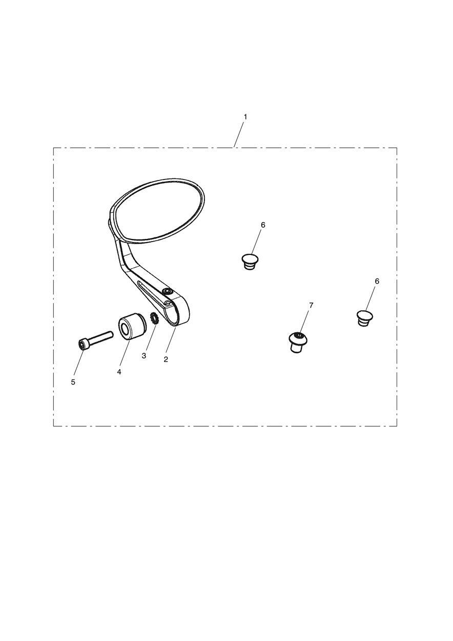 Bar End Mirror Kit, Clear Anodised exploded diagram