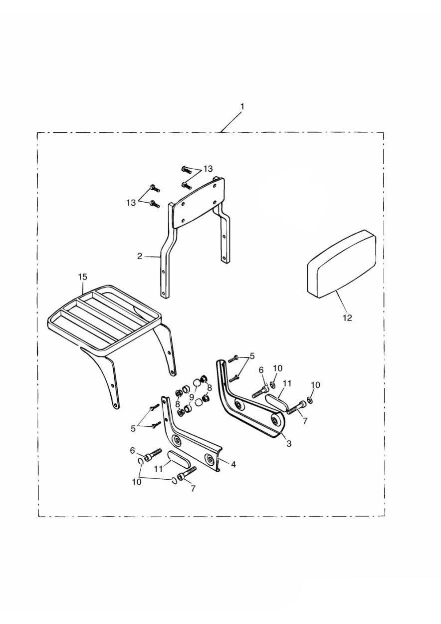 Passenger Backrest Standard + Luggage Rack Kit exploded diagram