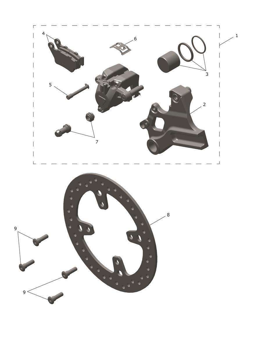 Rear Caliper & Disc exploded diagram